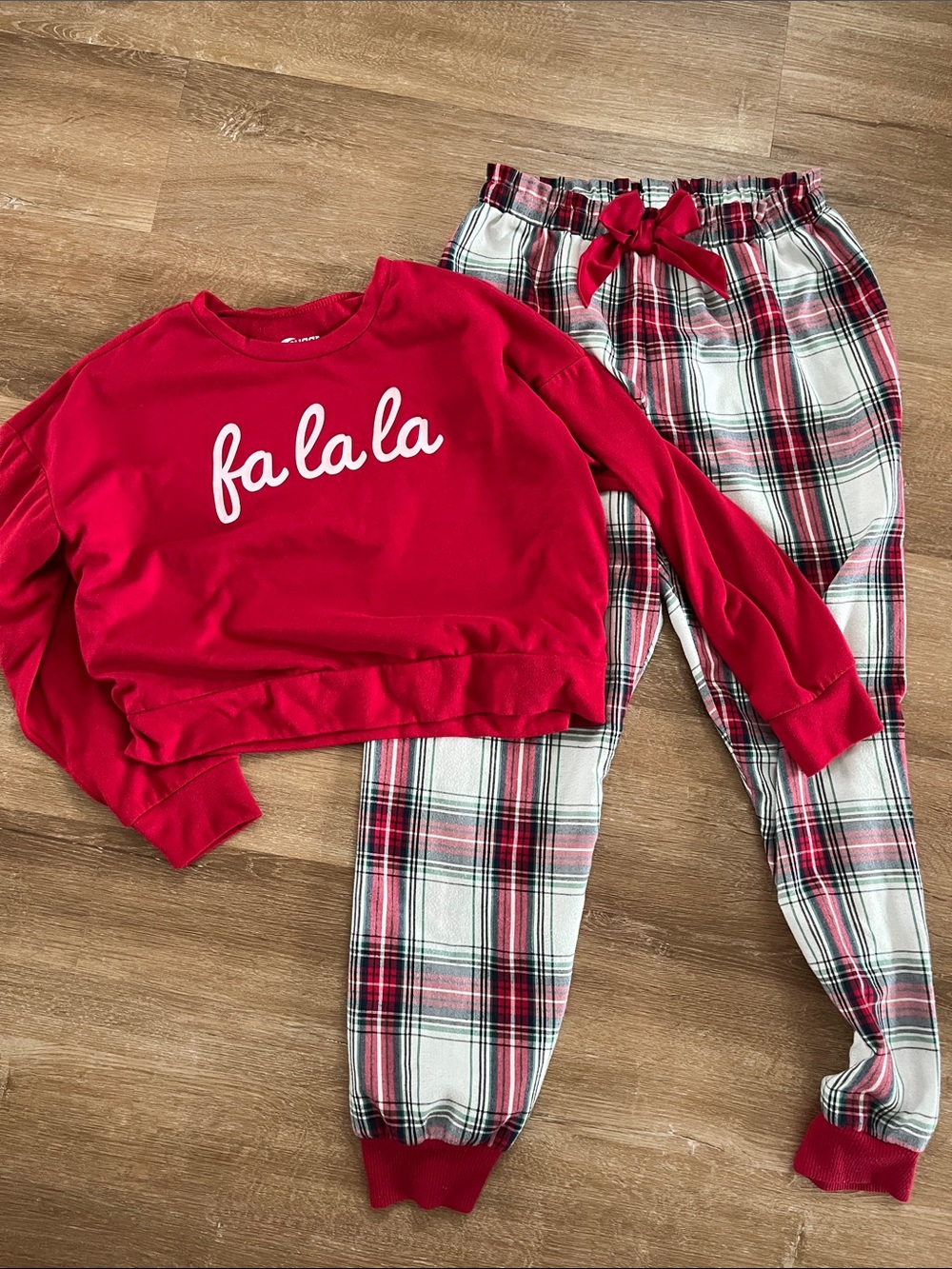 Girls Festive Holiday Plaid Pajama Set